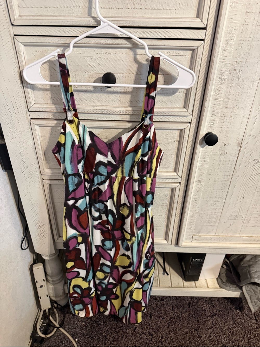 Tabitha Multicolor Abstract Midi Dress with Straps